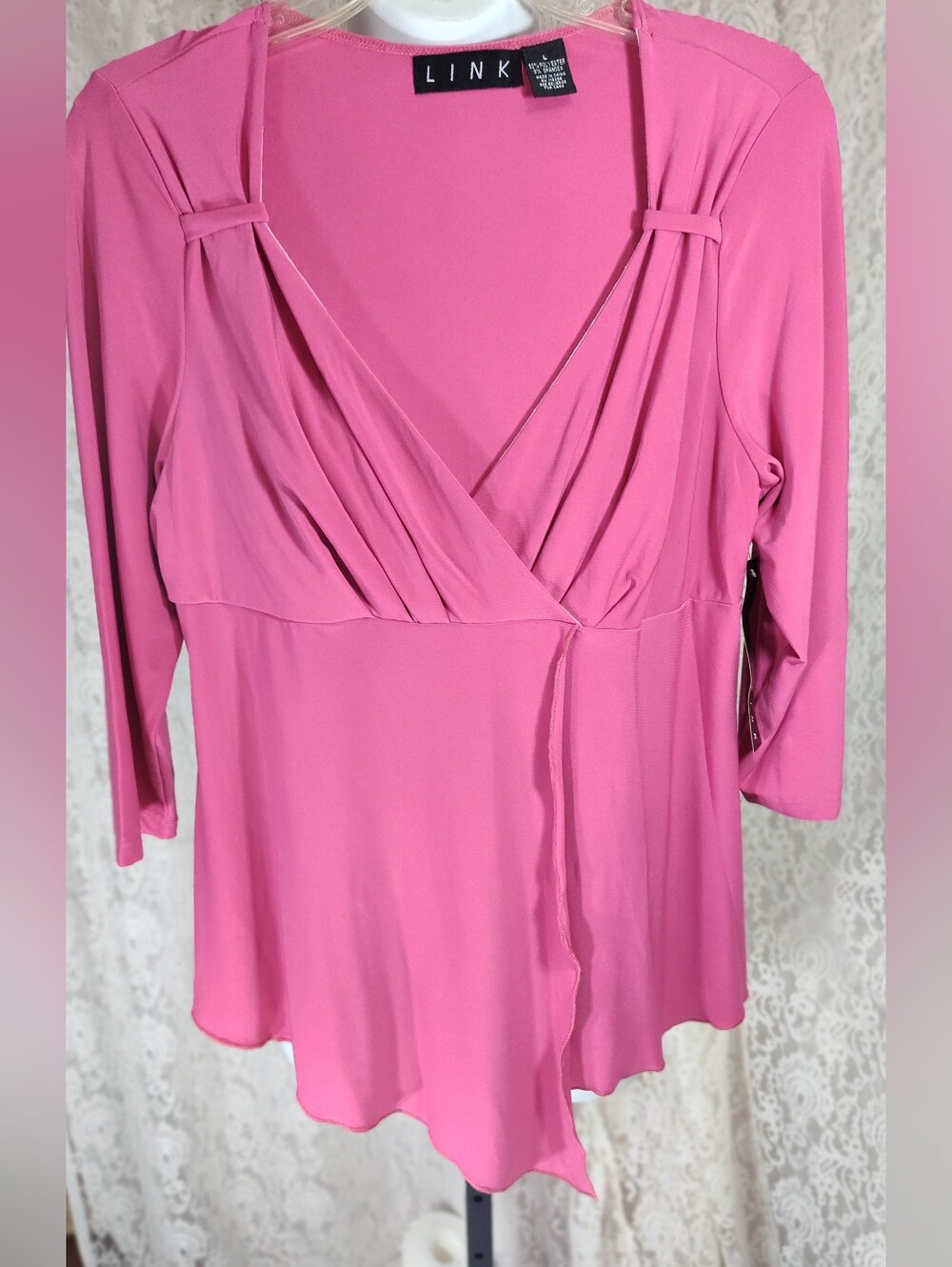 Link Pink Draped Surplice Tunic Top
